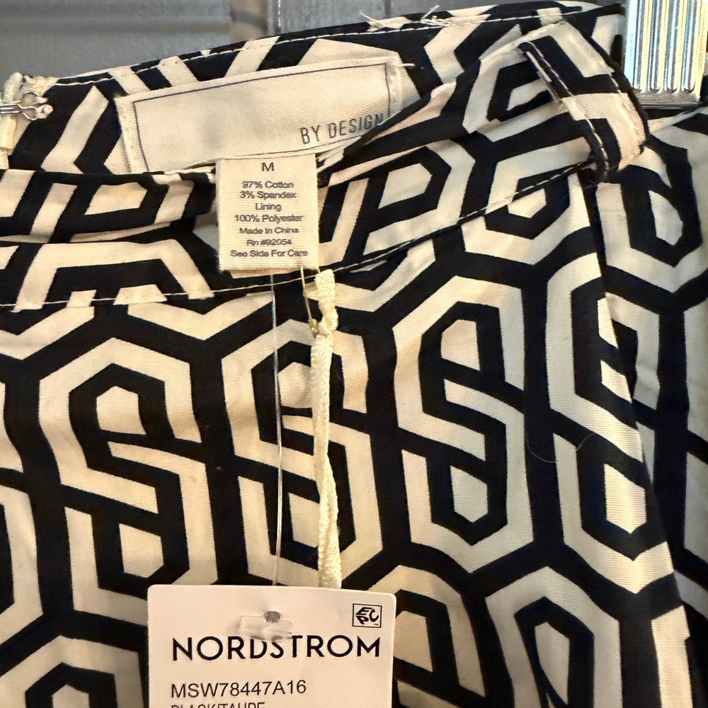 Nordstrom Black and White Geometric A-Line Maxi Skirt - Picture 3 of 3